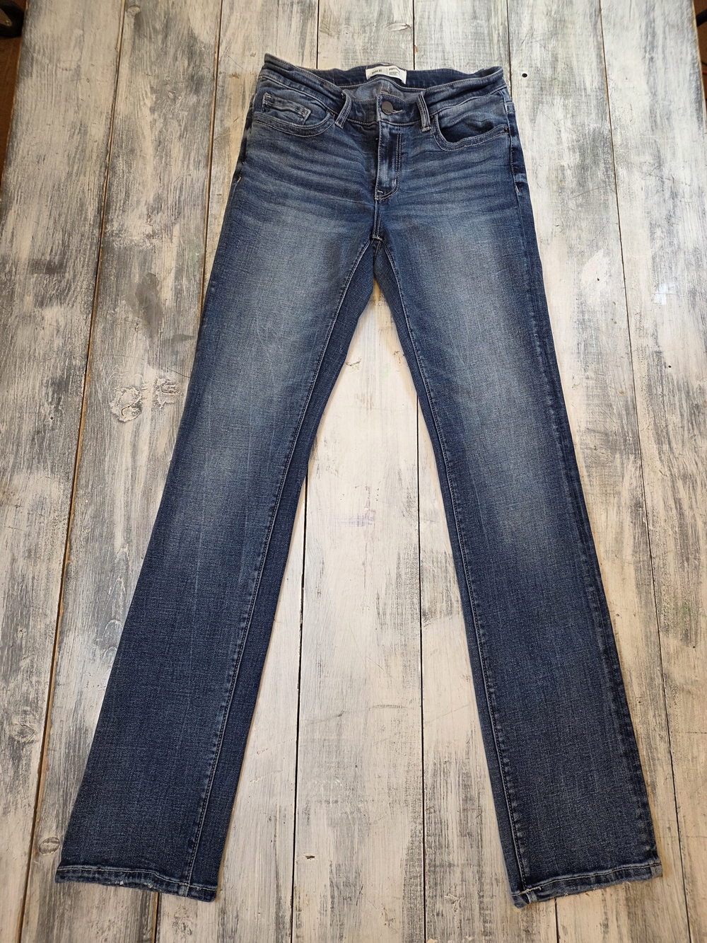 BKE Payton Women's Straight Leg Mid Rise Jeans in Dark Blue Wash sz 26x32